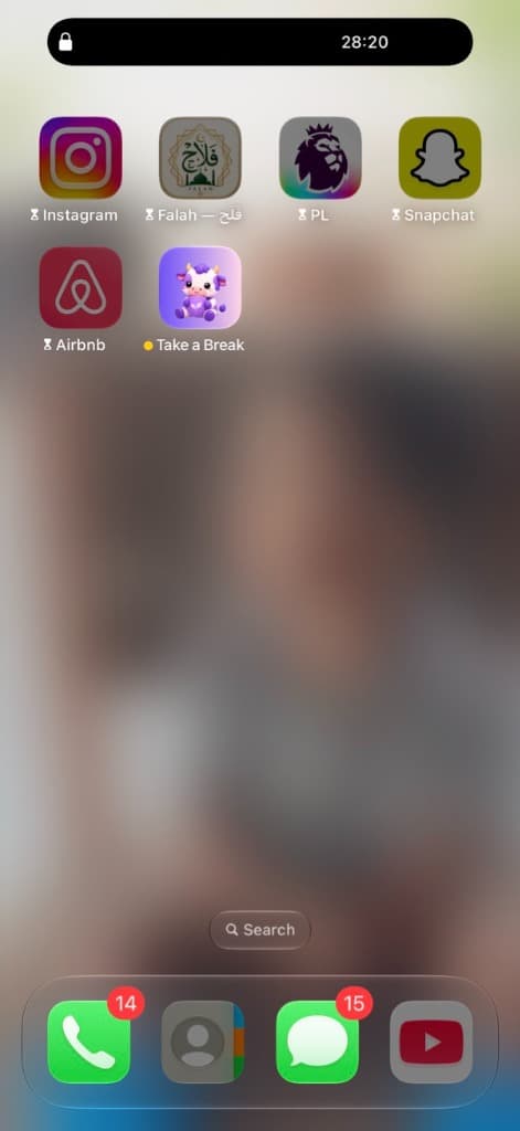 Locked iPhone Home Screen with Hourglasses